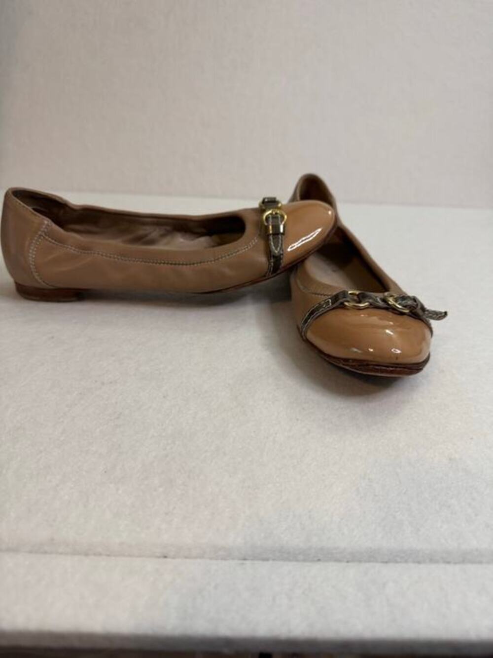 AGL Attilio Giusti Leombruni Monika Ballet Flats Tan Leather Cap Toe 6.5 EU37
